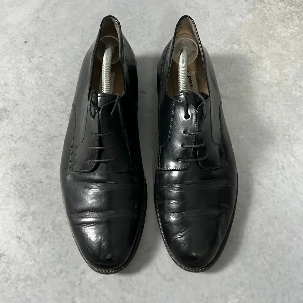 Pierre Cardin Black Leather Derby Dress Shoes Size: 44/10.5M